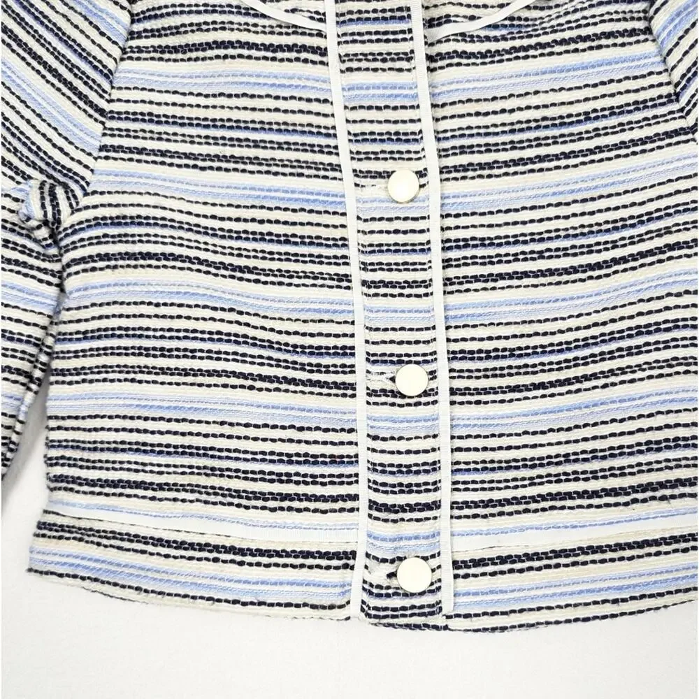 NWT Janie and Jack Blue and White Striped Pearl Snap Jacket Size 6
